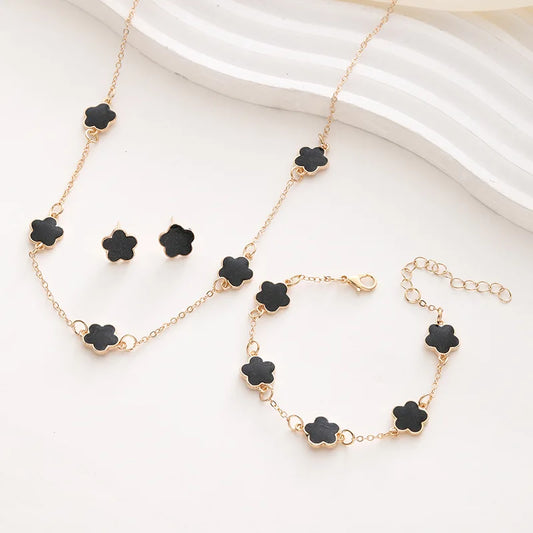 Lucky Five-Petal Flower Set (Necklace & Bracelet)