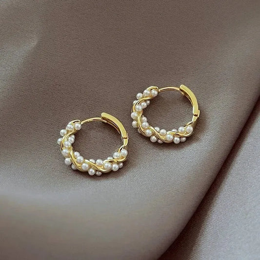 Pearl Accent Gold Hoop