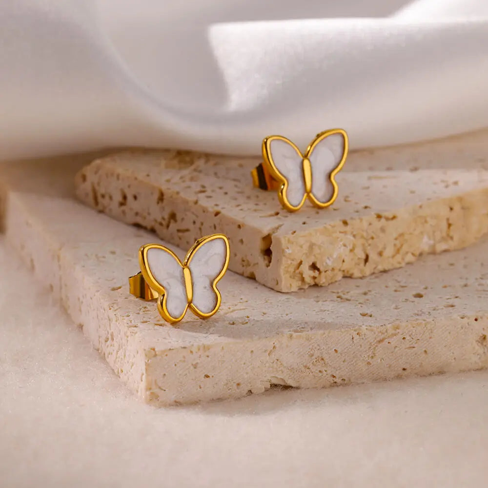 White Butterfly Stud