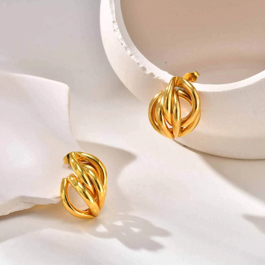 Plated Geometric Hollow Statement Stud