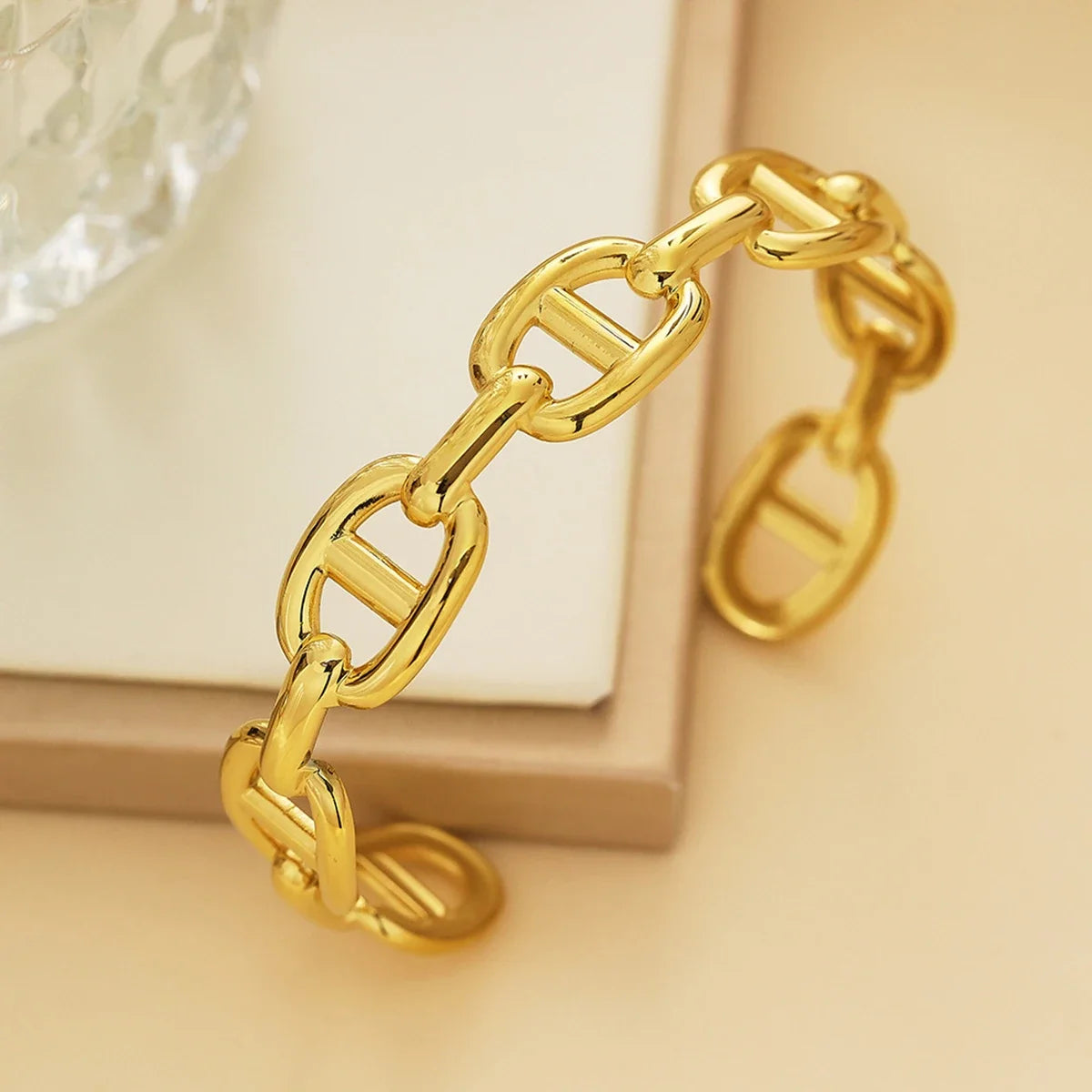 Skeleton Design Wide Stainless Steel Bangle