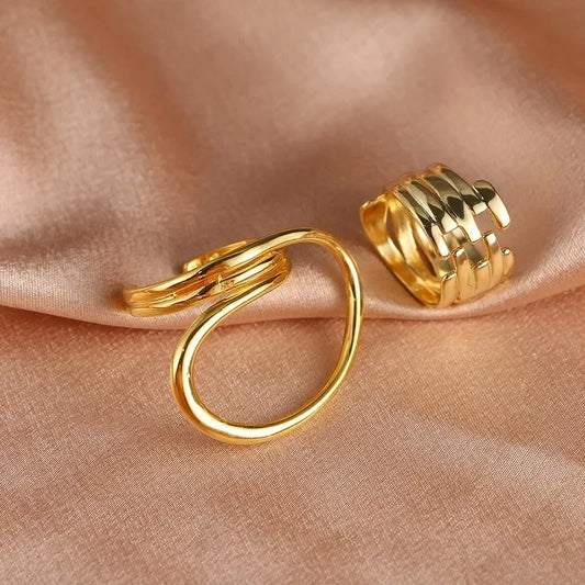 Unique Lines Massive ring Set