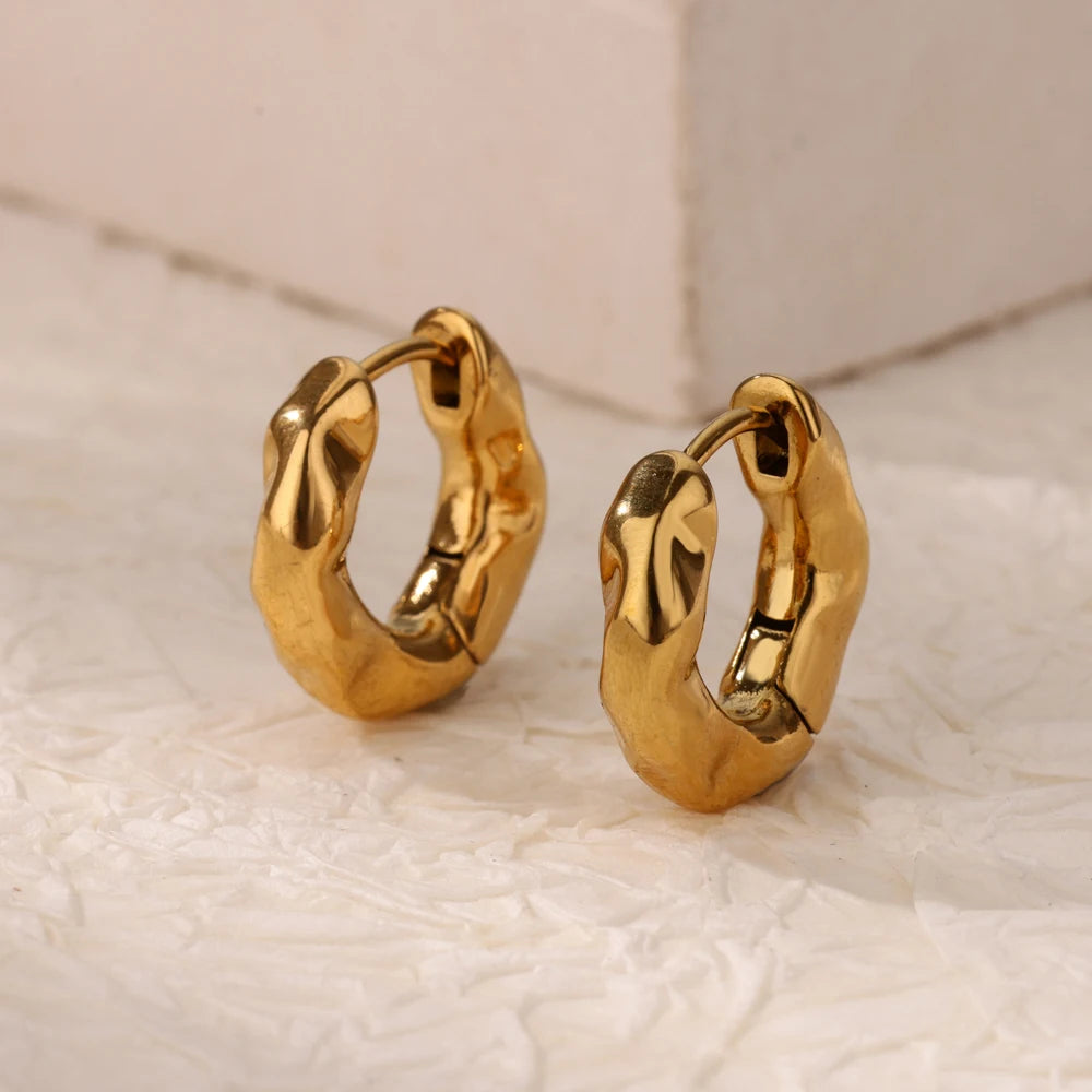Gold Textured Hoop