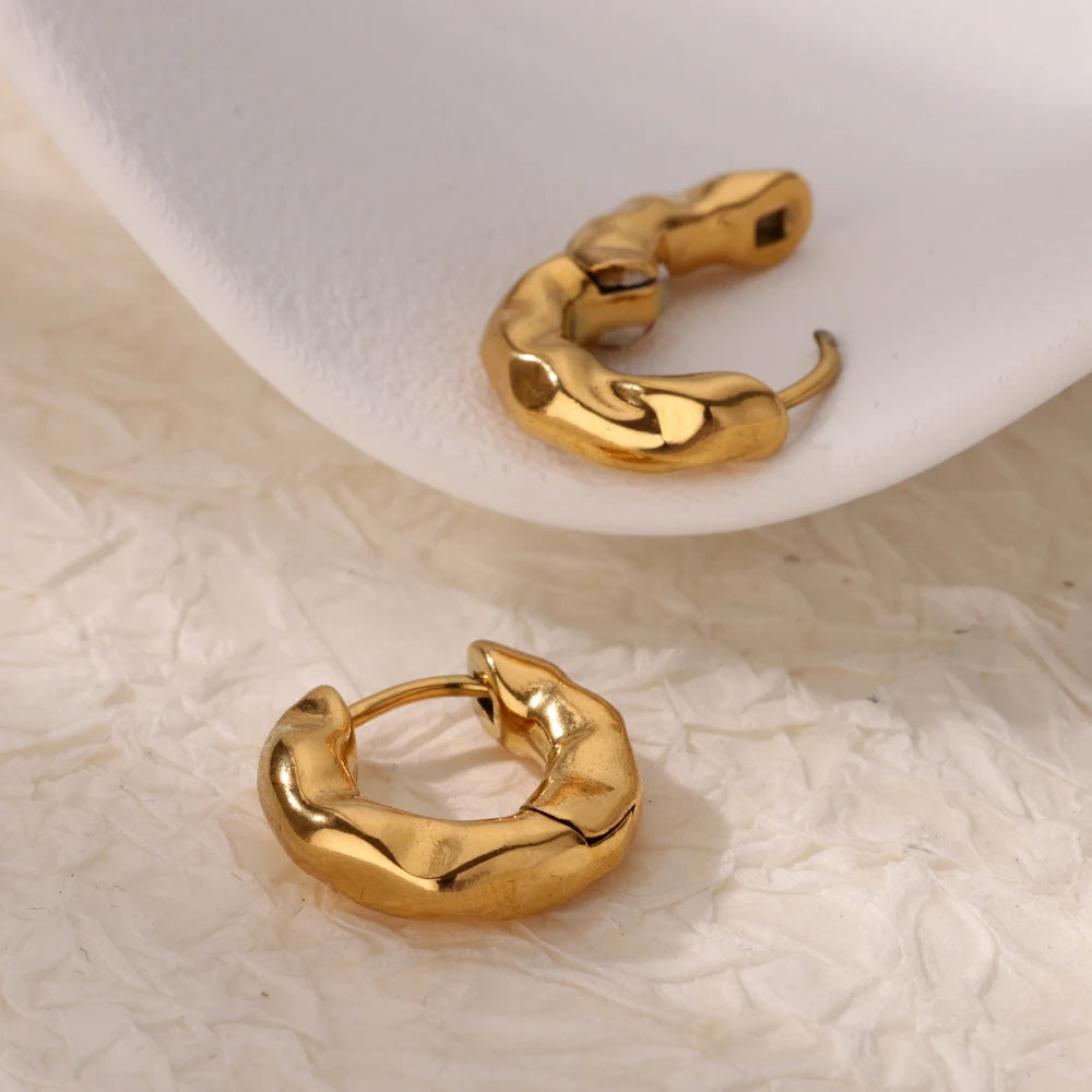Gold Textured Hoop